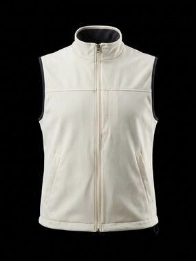 IZOD Off-White Cream Full Zip Vest with Contrast Trim - Mens - Sz L (P2P 23")
